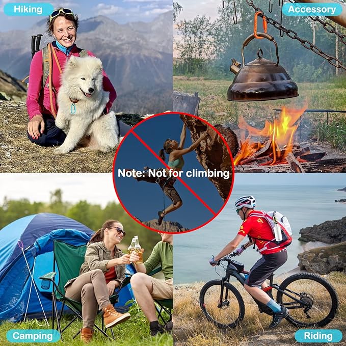 Craebuer 4 Pack Carabiner Clip, 3 inch Aluminum D-Ring Shape Locking Carabiners, Snap Hook Sport Accessories for Outdoor Camping Hiking