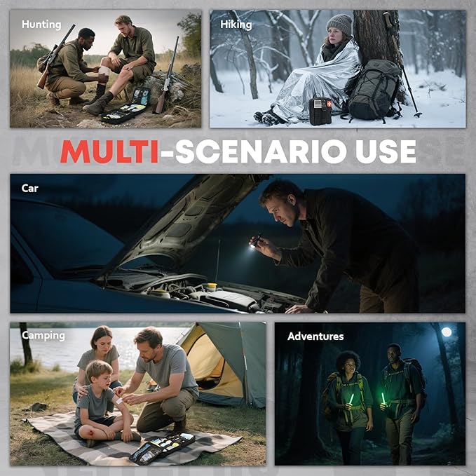 242 Piece First Aid & Survival Kit – Molle Pouch IFAK, 1000D Nylon, Color-Coded Compartments, Medical Kit for Camping, Boat, Hunting, Hiking, Home, Car/Home/Earthquake Emergency (Black)