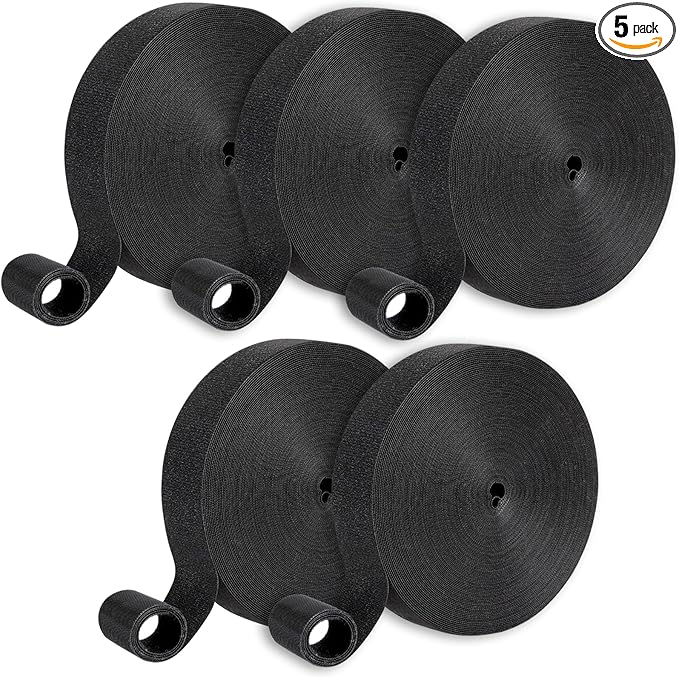 1/2In x 500Ft Reusable Cable Ties Hook and Loop Roll | Tie Down Straps, Nylon Double-Sided Strips, | Adjustable Multi-Purpose Wrap Fasteners forOffice, Home, Data Center