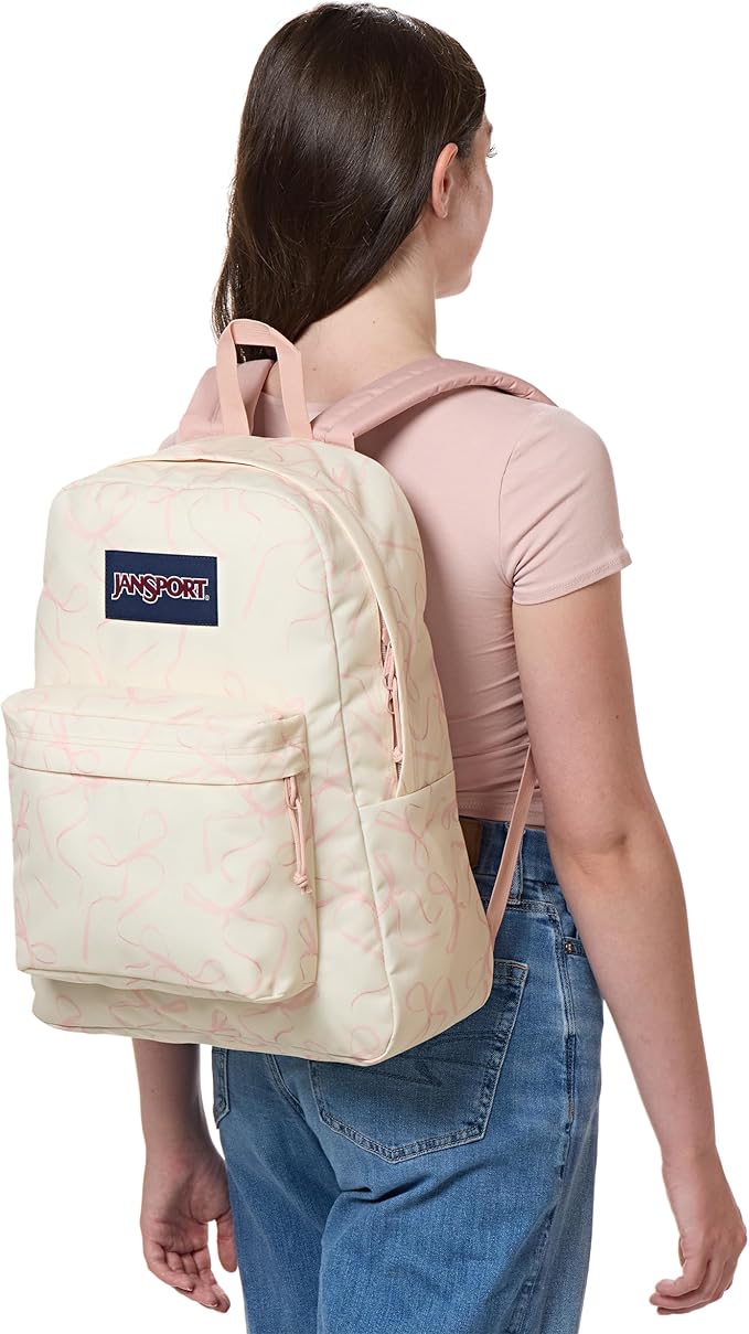 JanSport SuperBreak Plus Backpack with Padded 15-inch Laptop Sleeve and Integrated Bottle Pocket - Spacious and Durable Daypack for Work and Travel - Rows Of Bows