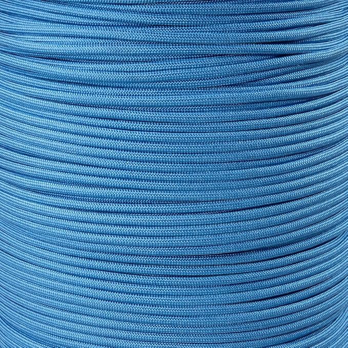 Paracord Planet Solid Color 550lb Paracord – 7 Strand Type III Nylon Cord for Indoor and Outdoor Tasks – Azure (50 ft)
