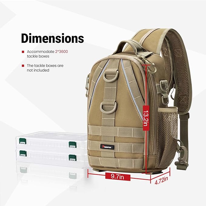 Piscifun Fishing Backpack with Rod Holder, Lightweight Sling Bag Storge Gear and Equipment