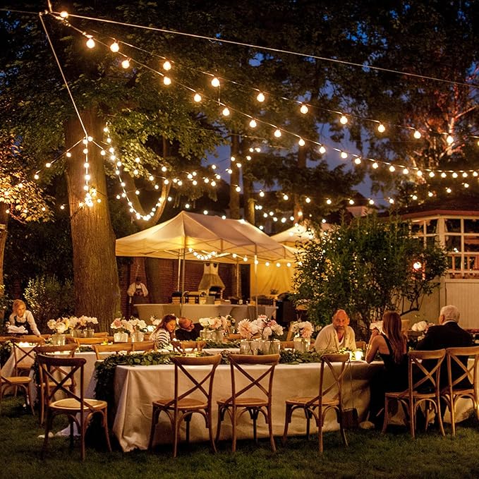 Zuske Outdoor String Lights, 25FT Patio Lights with 13 Shatterproof G40 Globe Bulb(1 Spare), Waterproof Connectable Dimmable LED Hanging String Lights for Outside Backyard Porch Balcony, 2700K