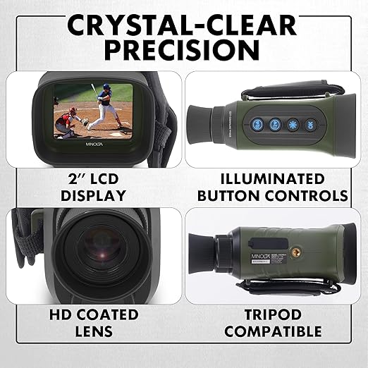 Minolta 6x25 Digital Night Vision Monocular w/Built-in 4K HD Video Camera (Black)