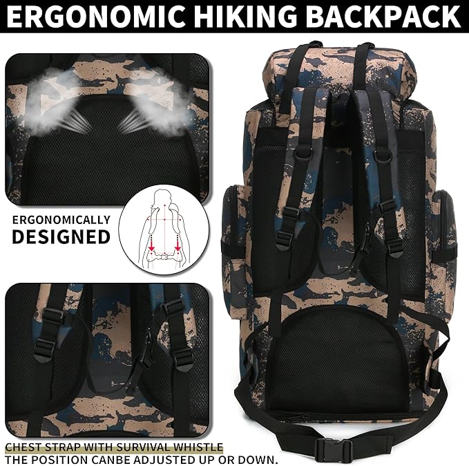 Hiking Backpack for Men 70L/100L Camping Backpack Military Rucksack Molle 3 Days Assault Pack for Climbing | Camping Backpack, 3 Days Assault Pack, for Climbing