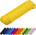 TECEUM Rope – 90 Feet x 1/4 Inch (7mm) – Yellow – Strong All-Purpose Utility Rope – Camping, Crafting, Flag Pole, Indoor & Outdoor – Polypropylene Nylon Poly Lightweight Diamond Braided Cord