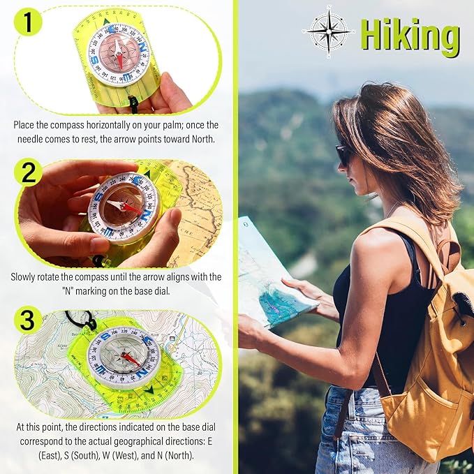 20 Pcs Acrylic Orienteering Compass Hiking Backpacking Survival Reliable Compass Advanced Scout Compasses Outdoor Gear for Map Reading Navigation Camping Survival Exploring
