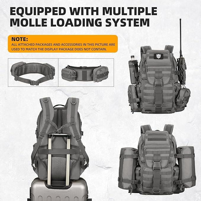 50L Military Tactical Backpack 3 Day Assault Pack Molle Daypack Hiking Backpack for Men and Women