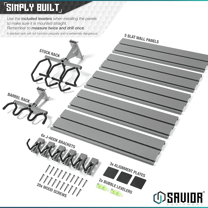 Savior Equipment Wall Rack System Heavy-Duty Steel Tactical Rifle Carbine Shotgun Handgun Storage Wall Mount, Modular Firearms Gun Wall Gear Accessories Organizer, Holds up to 6 Rifles & 6 Pistols