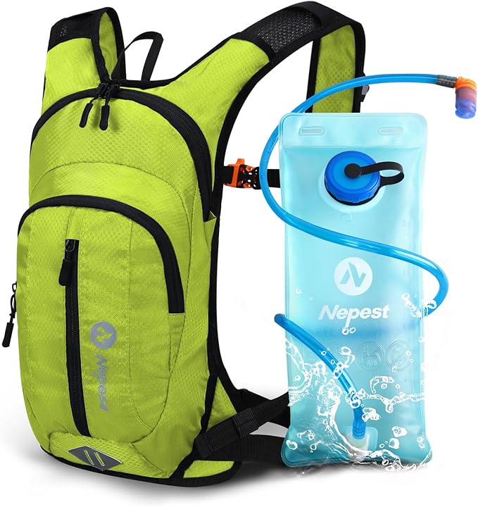 Nepest Hydration Pack Backpack for Women & Men, Lightweight Water Backpack with 2L Water Bladder for Hiking Cycling Running Biking