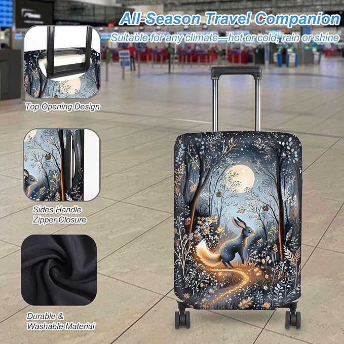Luggage Cover Protector for 19-20 Inch Suitcases, TSA Approved Elastic Travel Suitcase Covers, Anti-Scratch Washable Luggage Sleeve for Carry On & Checked Bags, Hare