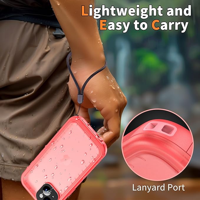 Cozycase for iPhone 15 Plus Waterproof Shockproof Dustproof Case - Heavy Duty/360 Full Body/Military Grade/Protective/Rugged 【8FT Drop Proof】 Built in Screen/Camera Protector with Lanyard Pink