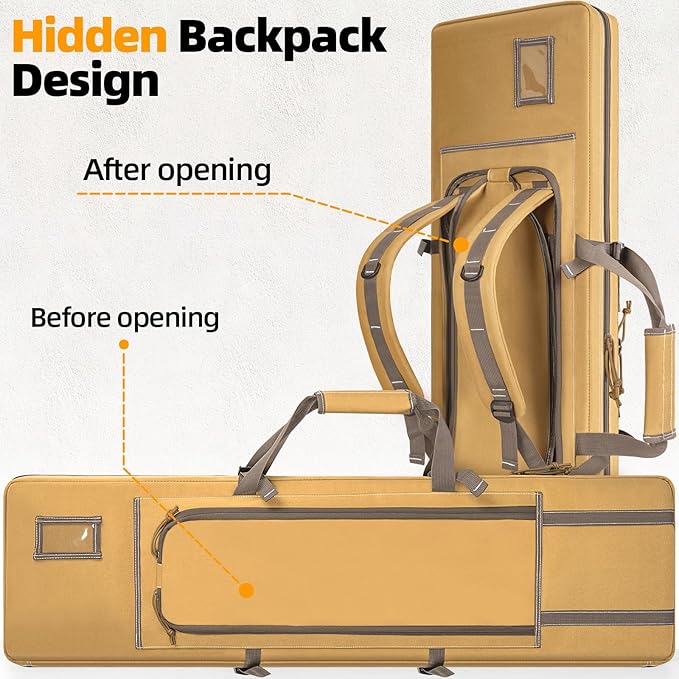 TORIBIO Double Rifle Case Soft Bag 32" 34" 36" 42" 46" 48'' 51“ 55” Gun Case Tactical for Rifle Firearm Storage, Transportation and Hunting Shooting Range, Rifle Backpack