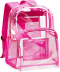 Vorspack Clear Backpack Heavy Duty PVC Transparent Backpack with Reinforced Strap Stitches & Large Capacity for College Workplace Security - Pink