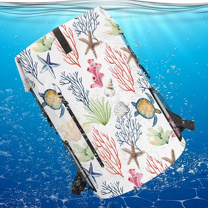 Dry Bag Waterproof for Women Men, 5L Roll Top Lightweight Dry Storage and Lightweight Bag Backpack with Phone Case for Kayaking Paddle Board Camping Travel Swimming Boating Beach Accessories-Coral