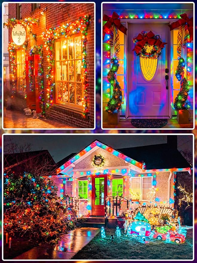 Upgraded 264FT 800 LED Christmas Lights Outdoor Indoor, Xmas Green Wire Plug In String Lights with Memory & Timer & 8 Modes, Waterproof Fairy Light for Tree Party Garden Christmas Decor (Multicolor)