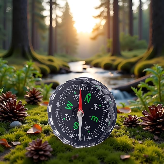 Mini Compass for Outdoor Navigation - Portable Liquid Survival Tool for Travel, Hiking, Camping and Backpacking - Clever Design, 4.5cm Diameter, Ideal for Boating and Navigation, Compasses
