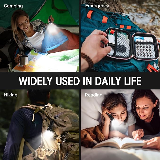 LETMY Rechargeable Mini Flashlights with Magnetic Base, 4 Pack Bright 3 LED Flash Lights, Small EDC Flashlight with Belt Clip, 4 Modes Portable Rechargeable Flashlights for Emergency Camping Home
