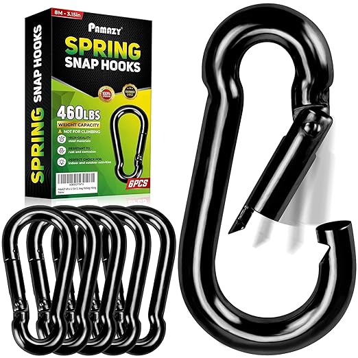 PAMAZY 6Pcs 3.15In Spring Snap Hooks 460LBS Capacity, Utility Hook Clip, Heavy Duty Rope Connector, Quick Link Snap Hooks for Indoor & Outdoor, Hanging, Camping, Fishing