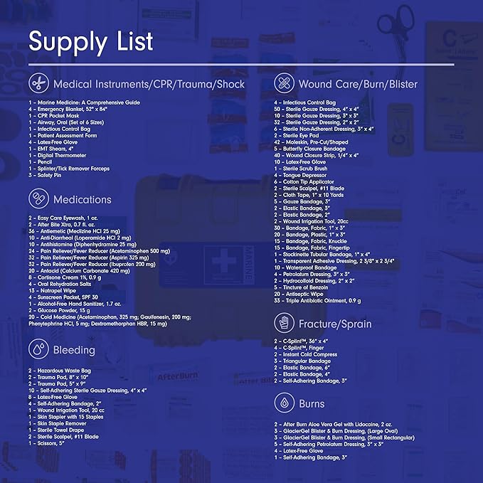 Adventure Medical Kits Marine Series Medical Kit - 3500 - Boat First Aid Kit For Large Crews 24 Hours From Care - Includes Emergency Medical Supplies Like Bandages, Medicine, Guide Book & More