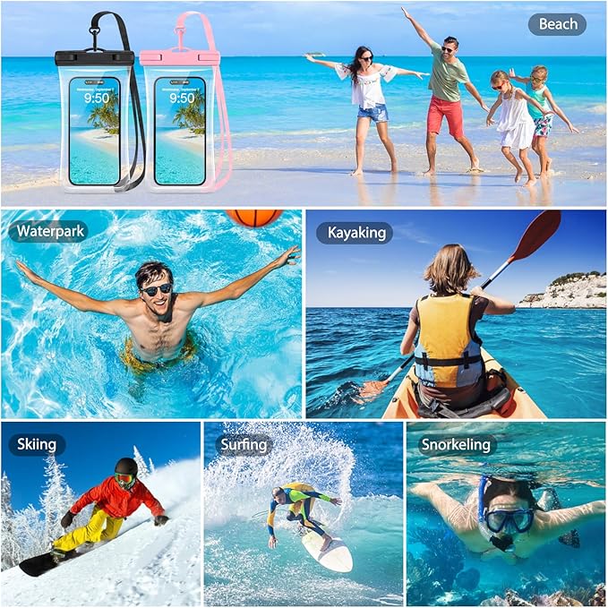 PEDVSTY 2 Pack Waterproof Phone Pouch, IPX8 Waterproof Phone Case Compatible with iPhone 16 15 Pro Max and Pro, Plus, Galaxy S25 S24 S23, Pixel 8a 7a