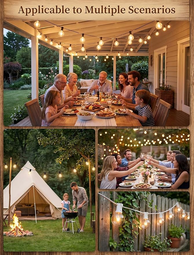G40 Replacement Bulbs, 15 Pack Incandescent Light Bulbs for Outdoor String Lights, 5 Watt E12 Bulb Candelabra Base, Clear Globe Light Bulbs for Patio Cafe Garden Decor, Warm White 120V 5W