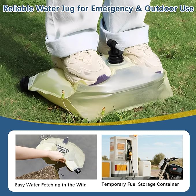 Water Jug Camping 2.1 Gallon Collapsible with Spigot, BPA Free Portable Water Pouch Foldable Water Bags for Outdoor Hiking, Travel and Emergency & Water Storage Containers (Beige-4Pcs)