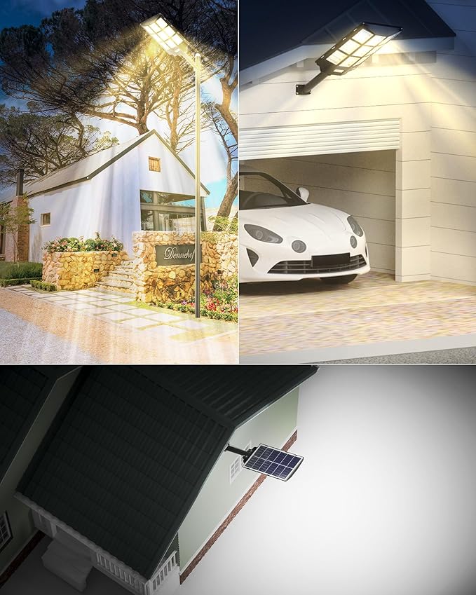 Ofuray Solar Street Lights Outdoor,Solar Security Flood Lights Parking Lot Lights Commercial Dusk to Dawn, 6500k Waterproof Led with Remote Control Motion for Street,Court,Barn (Of-7200W 600000Lm)