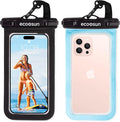 Eco Sun Waterproof Phone Pouch & Floating Wrist Strap Bundle (2-Pack Each) – Waterproof Phone Case + Float Strap – Travel & Beach Essentials Designed in Hawaii – Fits iPhone 17 Pro Max, GoPro, Cameras