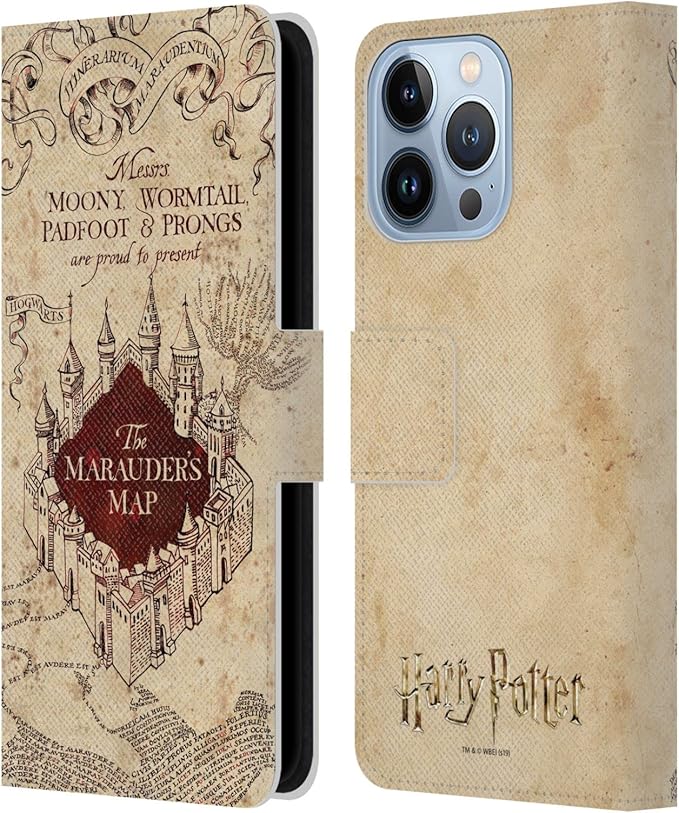Head Case Designs Officially Licensed Harry Potter The Marauder's Map Prisoner of Azkaban II Leather Wallet Case Compatible with Apple iPhone 13 Pro