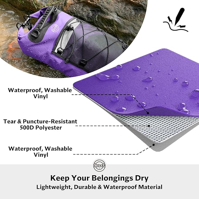 STOVER 5/10/25/30/40/55L Waterproof Dry Bag- Roll-Top Backpack w/Phone Case- Kayaking, Hiking, Camping, Boating- Men/Women