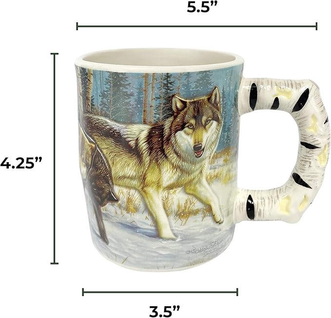 Rivers Edge Products 3D Ceramic Coffee Mug with Handle, 15 Ounces, Espresso Cups and Coffee Cups Ceramic, Perfect for Coffee, Expresso, Latte, or Tea