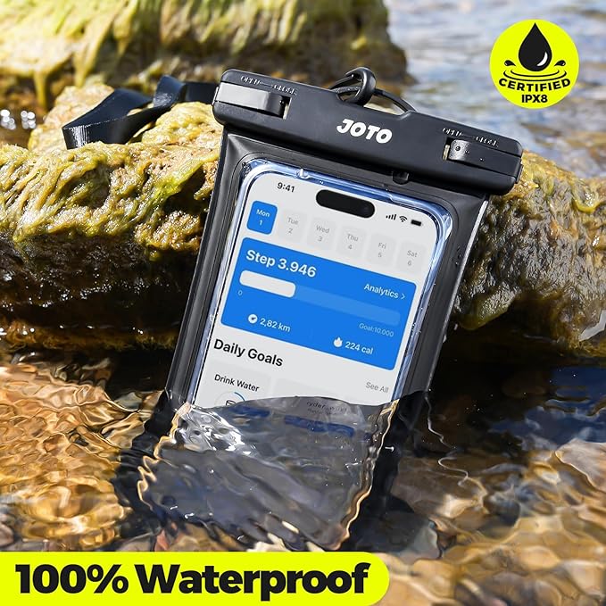 JOTO 2 Pack Universal Waterproof Phone Case for iPhone 17 Air 16 15 14 13 12 11 Plus Pro Max, IPX8 Cellphone Dry Bag XR X SE, Galaxy S23 S22 S21 S20+ S20 S10 Plus Note, Pixel up to 7" -Black/Green