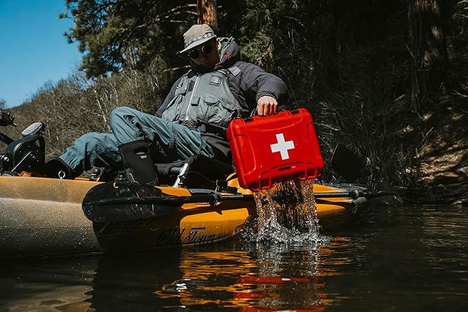 NANUK 915 Waterproof First Aid Box Empty – Durable, Medical First Aid Organizer Case, IP67-Rated, Dustproof, Impact-Resistant, and Floats (13.8" x 9.3" x 6.2") – Red
