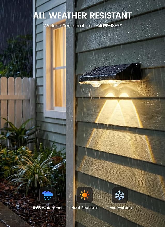 Brightown 12 Pack Solar Lights Outdoor Waterproof, Color Changing Solar Fence Deck Step Flood Lights, Warm White & RGBCW 11 Color, IP65 Waterproof Garden Lights for Outside Backyard Yard Step Patio