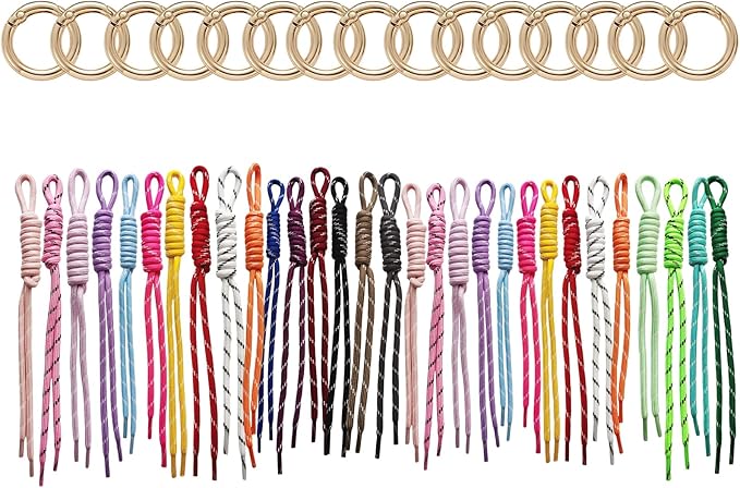 8/13/18/20/30 Pack Paracord Keychain Rope Bag Charms Colorful Braided Charms for Key Chain Purse Backpack Handbag