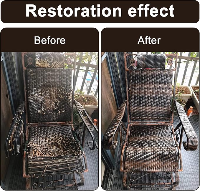 Repair Kit（Wicker + Weaving Tool） for Coffee Wicker Table and Chair, Gradient Brown Rattan for Outdoor Patio Furniture, All-Weather Wicker for Conversation Set Repair -70m (220 ft)