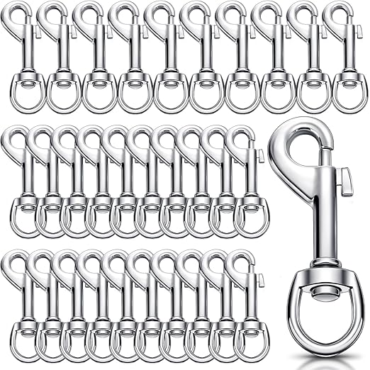 Therwen Swivel Snap Hooks - 2.76 Inch Flag Hooks, Multipurpose Bolt Snap for Keychain, Camera Strap, Pet Leash (30)