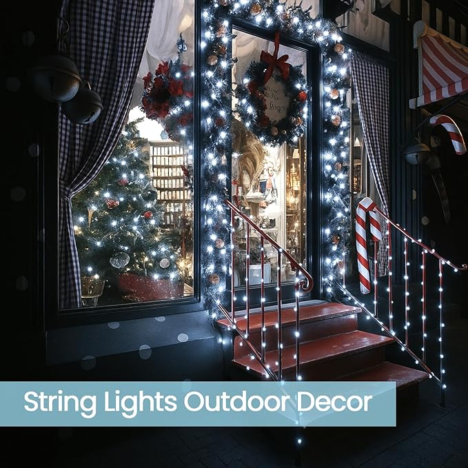 Extra-Long 144FT Solar String Lights Outdoor, 2 Pack 400LED Solar Fairy Lights for Outside Waterproof, Silver Wire 8 Lighting Modes Solar Twinkle Lights for Tree Garden Party Xmas Decor (Cool White)