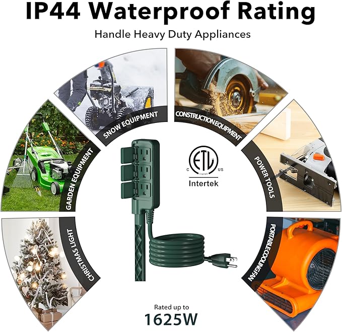 HBN Outdoor Power Stake Waterproof with 6FT Long Extension Cord, 3 Grounded Outlets Yard Power Strip with Protective Covers, Electrical Power Stake with Multiple Plug Socket for Garden Decoration