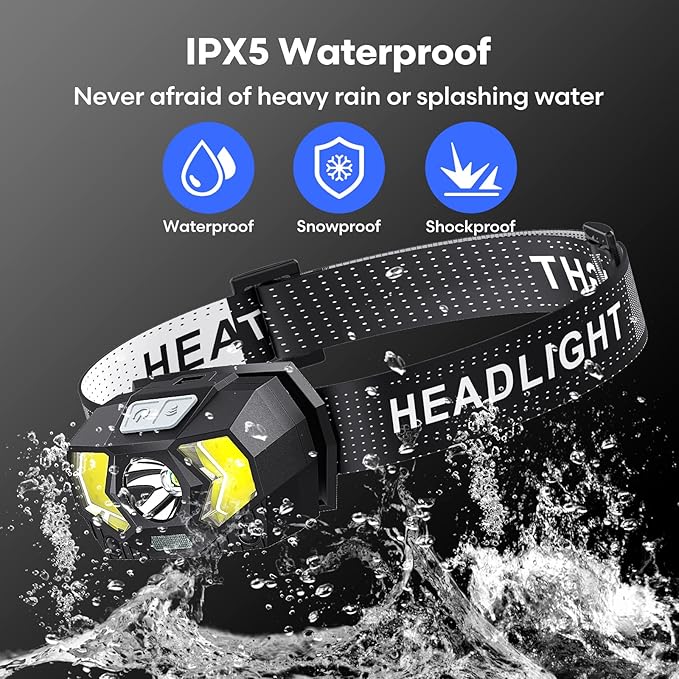 Lsnisni LED Headlamp 2 Pack,1500 Lumen Bright Head Lamp with 7 Modes,Lightweight and Adjustable Headlight for Head,IPX5 Waterproof Head Light for Adults Camping Outdoor, 6AAA Batteries Included