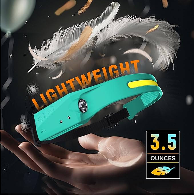 EGUKU Headlamp Rechargeable, Rechargeable LED Headlamps 1200Lumens 2 COB 230°Wide Beam Headlight with Bright 5 Modes Lightweight Waterproof Head Lamp for Outdoor Running, Camping Hiking