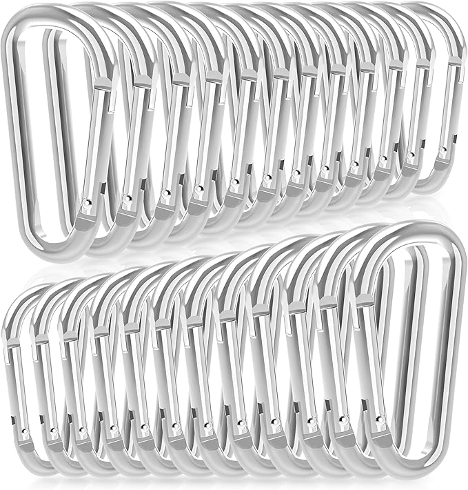 24pc Aluminum Carabiner Clip D Ring, Keychain Spring Hook,Small Carabiners Set for Outdoor Camping Fishing Hiking Car