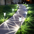 Solar Pathway Lights 10 Pack Solar Lights Outdoor Waterproof 6000K Cold White Yard Lighting, LED Stainless Steel Stake for Garden Outside Landscape Lawn Driveway Walkway Path