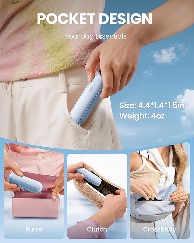 Gaiatop Portable Handheld Fan, 3 in 1 Mini Fan Handheld [17h Max Cooling], Foldable Personal Fans Pocket Design, USB Travel Fans Portable, Lash Trip Summer Essential Cute Gifts for Women Girl, Blue