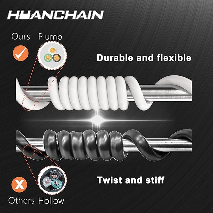 HUANCHAIN 13A 1625W 125V 16AWG 3 FT 16 Gauge White Indoor Outdoor Extension Cord Waterproof, Flexible Cold Weather 3 Prong Electric Cord Outside,SJTW, ETL Listed