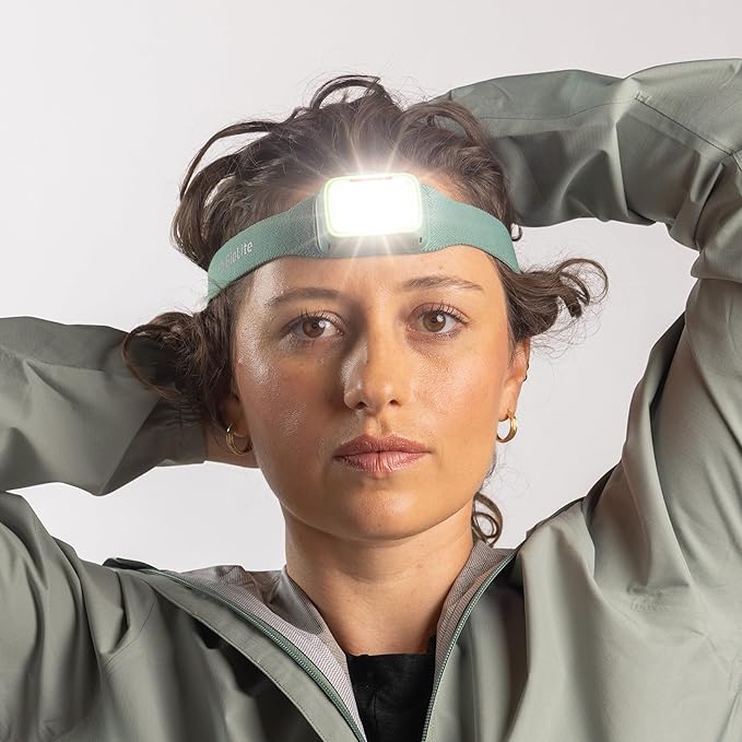 BioLite Range 400 Waterproof, Fast-Charging Rechargeable Headlamp, Mist Green, 400 Lumens, USB-C Charging, 90m Beam, 200 Hour runtime