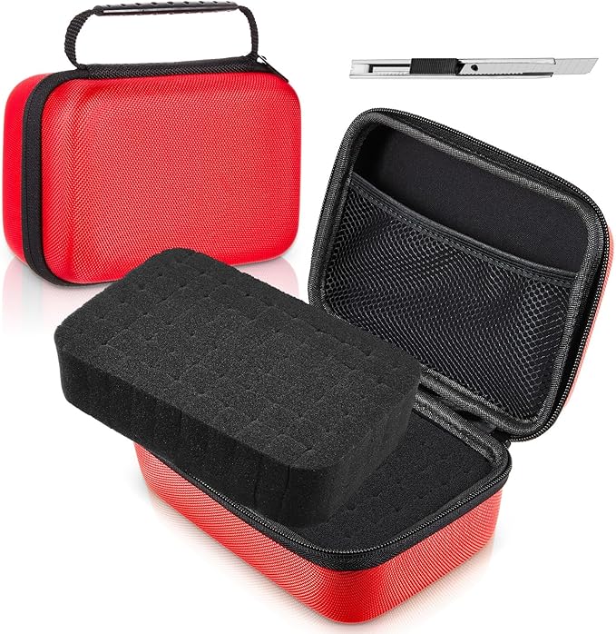 Relaxweex EVA Hard Case with Customizable Foam 13.5 x 9.8 x 5.5 Inchprotective EVA Carrying Case Shockproof Outdoor for Camera, Digital Products, Electronic Instruments with Knife, Red