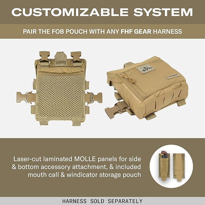 FHF Gear FOB Bino Pouch – Magnetic Binocular Case with MOLLE, Fleece Lining & Wind Indicator Storage for Hunting & Field Use