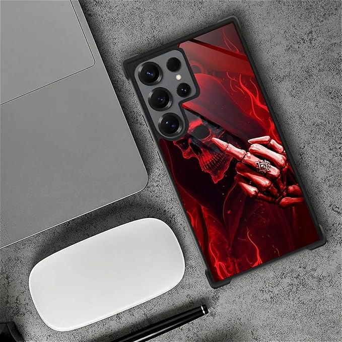 for Samsung Galaxy S25 Ultra Case,Graphic Design for Girl Boy Soft Silicone Hard Acrylic Shock Protection Designed for Samsung Galaxy S25 Ultra Gestures Funny Skull Pattern